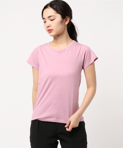 AMERICAN HOLIC（アメリカンホリック）の「UネックベーシックTEE＊（Tシャツ/カットソー・レディース・チャコールグレー/サックスブルー/イエロー/カーキ/ベージュ系その他/オフホワイト/グレー系その他/ピンク・M/S/L）」の8枚目の写真