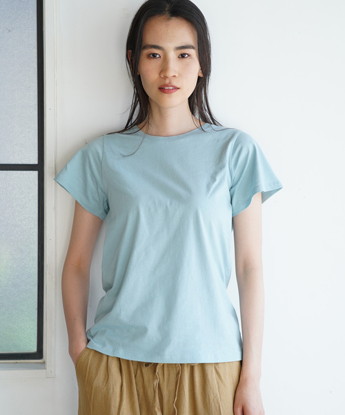 AMERICAN HOLIC（アメリカンホリック）の「UネックベーシックTEE＊（Tシャツ/カットソー・レディース・チャコールグレー/サックスブルー/イエロー/カーキ/ベージュ系その他/オフホワイト/グレー系その他/ピンク・M/S/L）」の6枚目の写真