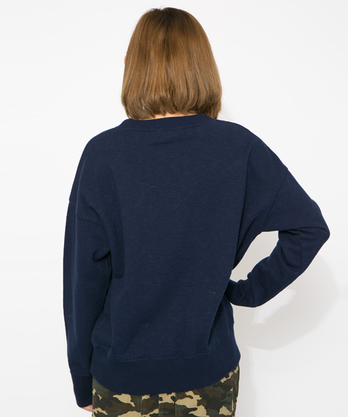 MILKFED.(ミルクフェド)の「SWEAT CREW TOP (スウェットトップ/クルーネック/ビッグロゴ)(スウェット・レディース・アッシュグレー/ネイビー・MEDIUM/SMALL)」の5枚目の写真
