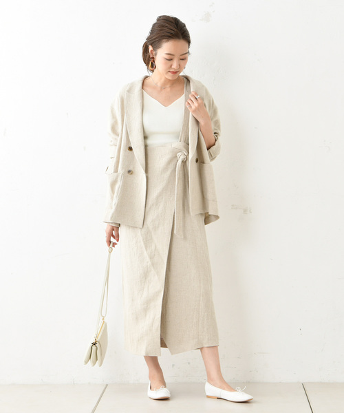 DouDou（ドゥドゥ）の「サスペンダー付スカート（スカート・レディース・ブラウン/ベージュ・38/36）」の4枚目の写真