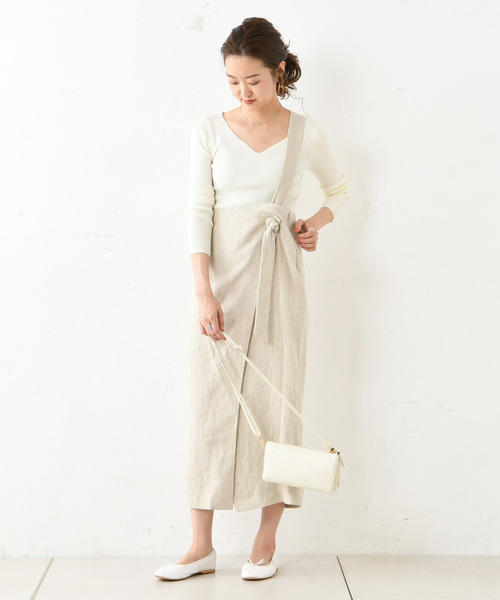 DouDou（ドゥドゥ）の「サスペンダー付スカート（スカート・レディース・ブラウン/ベージュ・38/36）」の11枚目の写真