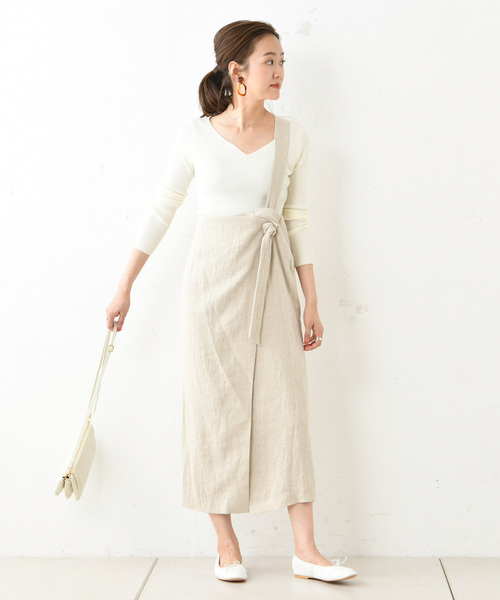 DouDou（ドゥドゥ）の「サスペンダー付スカート（スカート・レディース・ブラウン/ベージュ・38/36）」の16枚目の写真