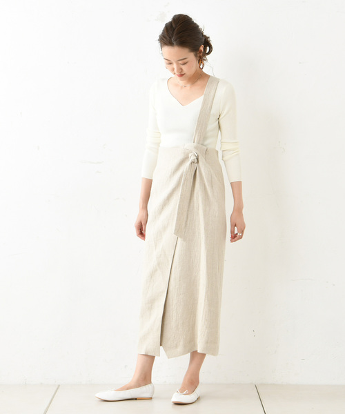 DouDou（ドゥドゥ）の「サスペンダー付スカート（スカート・レディース・ブラウン/ベージュ・38/36）」の18枚目の写真