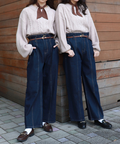 PairPair（ペアペア）の「ヒョウ柄スカーフ付ケーブルニットプルオーバー（ニット/セーター・レディース・ブラウン系その他/ライトベージュ/レンガ・FREE）」の20枚目の写真