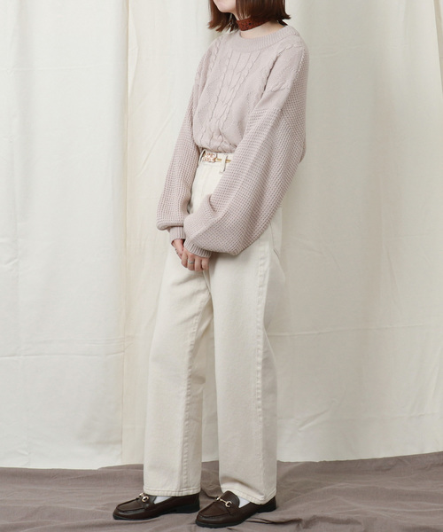 PairPair（ペアペア）の「ヒョウ柄スカーフ付ケーブルニットプルオーバー（ニット/セーター・レディース・ブラウン系その他/ライトベージュ/レンガ・FREE）」の14枚目の写真