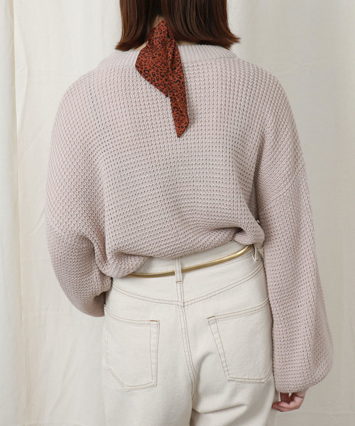 PairPair（ペアペア）の「ヒョウ柄スカーフ付ケーブルニットプルオーバー（ニット/セーター・レディース・ブラウン系その他/ライトベージュ/レンガ・FREE）」の11枚目の写真