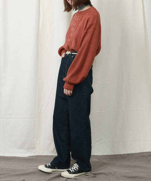 PairPair（ペアペア）の「ヒョウ柄スカーフ付ケーブルニットプルオーバー（ニット/セーター・レディース・ブラウン系その他/ライトベージュ/レンガ・FREE）」の18枚目の写真