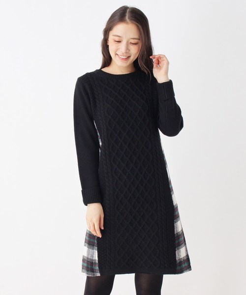 セール ワンピース ワンピース 大きいサイズあり 13号 15号 チェック切り替えタートルネックニットワンピース 732 19 02 をセール価格で購入できます Soup チェック切り替えタートルネックニットワンピース ワンピース Soup スープ の