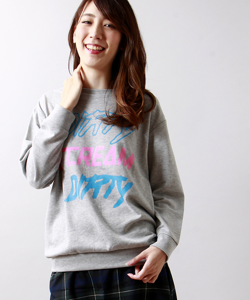 WEGO（ウィゴー）の「WEGO/ロゴプリントスウェット（スウェット・レディース・オフホワイト/杢グレー/サックスブルー/ライトピンク・FREE）」の2枚目の写真