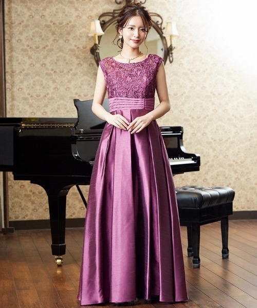 Fashion Letter（ファッションレター）の「トップスレースシャンタン 演奏会用ロングドレス（ドレス・レディース・パープル/ネイビー/ブラック/グリーン/ワイン・M）」の5枚目の写真