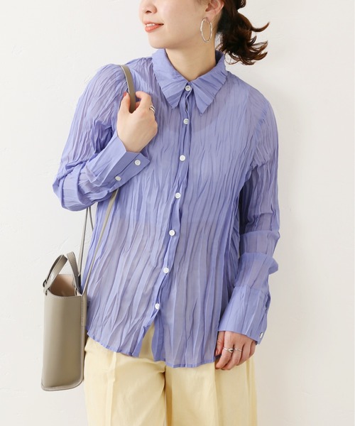 JOURNAL STANDARD(ジャーナルスタンダード)の「ソフトスパンランダムプリーツシャツ(シャツ/ブラウス)」|ブルー系その他