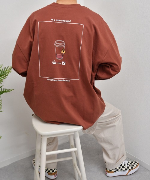 kutir(クティール)の「カフェプリントロンT(Tシャツ/カットソー・メンズ・ブラック/レンガ/ライトグリーン/オフホワイト・SMALL/MEDIUM/LARGE)」の22枚目の写真