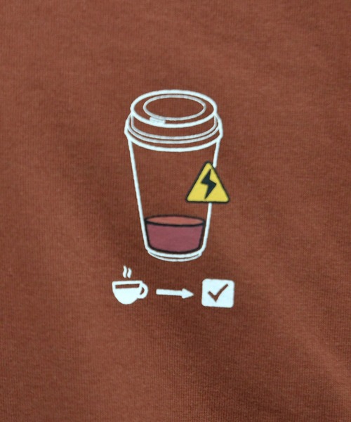 kutir(クティール)の「カフェプリントロンT(Tシャツ/カットソー・メンズ・ブラック/レンガ/ライトグリーン/オフホワイト・SMALL/MEDIUM/LARGE)」の14枚目の写真