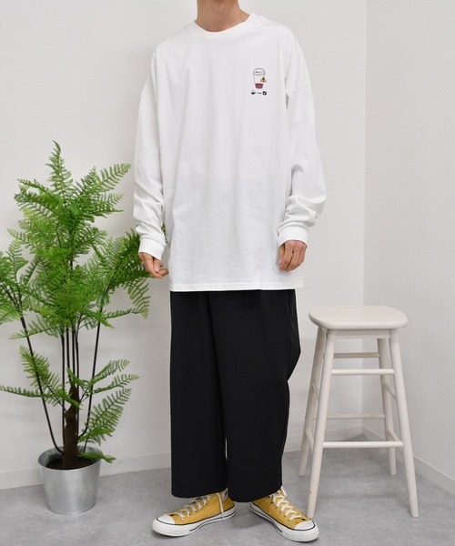 kutir(クティール)の「カフェプリントロンT(Tシャツ/カットソー・メンズ・ブラック/レンガ/ライトグリーン/オフホワイト・SMALL/MEDIUM/LARGE)」の9枚目の写真