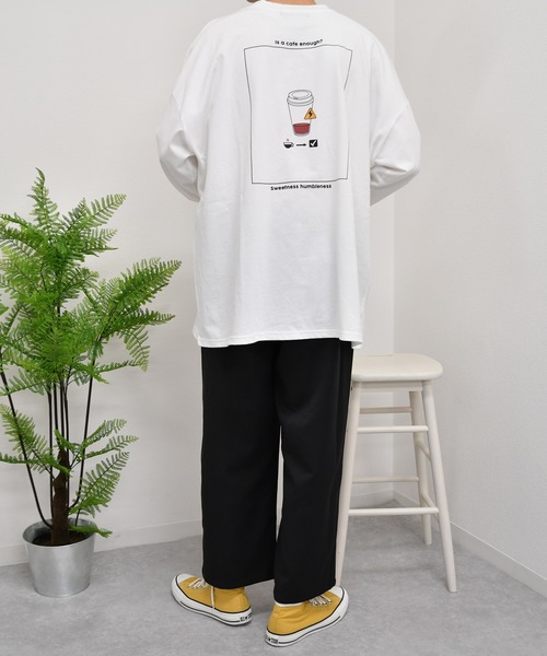 kutir(クティール)の「カフェプリントロンT(Tシャツ/カットソー・メンズ・ブラック/レンガ/ライトグリーン/オフホワイト・SMALL/MEDIUM/LARGE)」の8枚目の写真