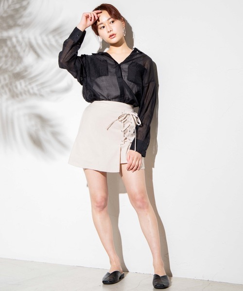 WEGO（ウィゴー）の「WEGO/【セットアップ対応商品】レースアップスカパン（スカート・レディース・アイボリー/ブラック/グレー系その他2・FREE）」の19枚目の写真