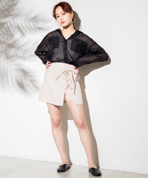 WEGO（ウィゴー）の「WEGO/【セットアップ対応商品】レースアップスカパン（スカート・レディース・アイボリー/ブラック/グレー系その他2・FREE）」の18枚目の写真