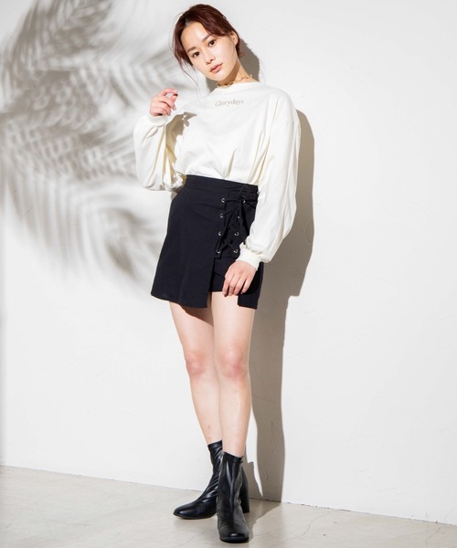 WEGO（ウィゴー）の「WEGO/【セットアップ対応商品】レースアップスカパン（スカート・レディース・アイボリー/ブラック/グレー系その他2・FREE）」の10枚目の写真