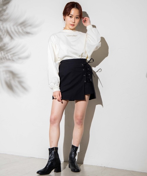 WEGO（ウィゴー）の「WEGO/【セットアップ対応商品】レースアップスカパン（スカート・レディース・アイボリー/ブラック/グレー系その他2・FREE）」の9枚目の写真