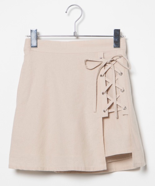 WEGO（ウィゴー）の「WEGO/【セットアップ対応商品】レースアップスカパン（スカート・レディース・アイボリー/ブラック/グレー系その他2・FREE）」の4枚目の写真