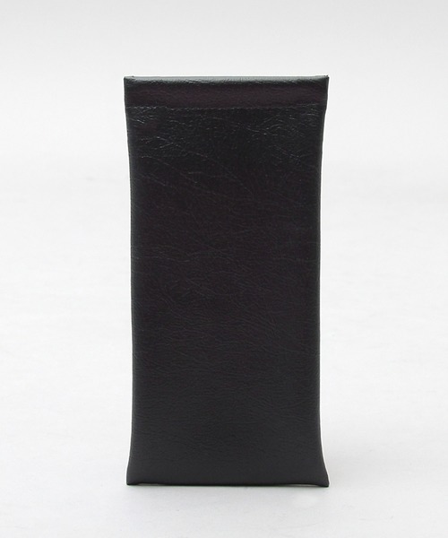 黒　合成皮革 アクセサリーケース ソフトレザー調（合成皮革） 片口 メガネケース（ポーチ）｜A.M.S.