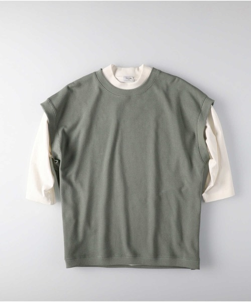 PLUS ONE（プラスワン）の「【PLUS ONE】7分袖ベストレイヤード（Tシャツ/カットソー・メンズ・ブルー/ケリー/ライトベージュ・M/L/XL）」の8枚目の写真