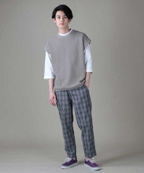 PLUS ONE（プラスワン）の「【PLUS ONE】7分袖ベストレイヤード（Tシャツ/カットソー・メンズ・ブルー/ケリー/ライトベージュ・M/L/XL）」の20枚目の写真