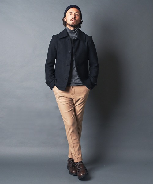 【クリーニング済】エディフィス　ウールメルトンシングルコート　Ｍサイズ　ブラック クリーニング済】エディフィス ウールメルトンシングルコート M