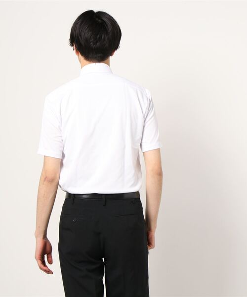 Perfect Suit FActory（パーフェクトスーツファクトリー）の「【完全ノーアイロン】半袖アイシャツ ボタンダウン ピケ（シャツ/ブラウス・メンズ・ホワイト・LL/L/S/M）」の3枚目の写真