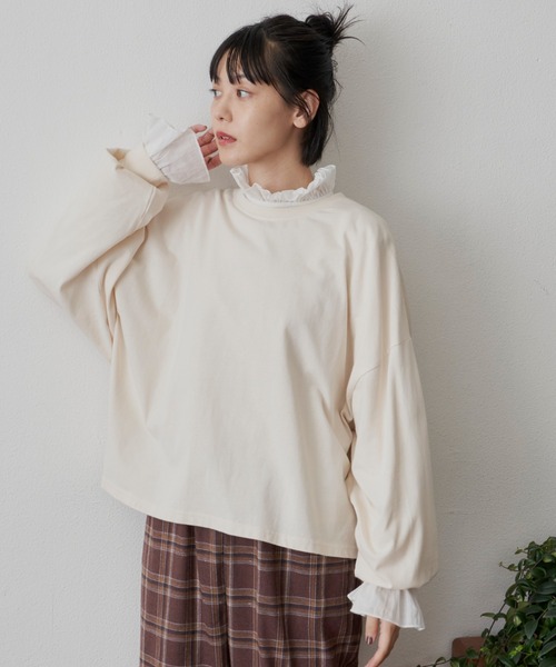 Libra Cue(リブラ キュー)の「リラックスボリュームカットソー(Tシャツ/カットソー・レディース・ホワイト/ブラック/マルチ・FREE)」の2枚目の写真