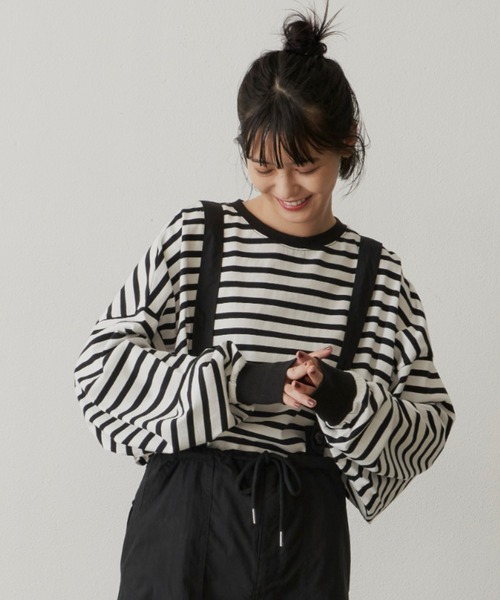 Libra Cue(リブラ キュー)の「リラックスボリュームカットソー(Tシャツ/カットソー・レディース・ホワイト/ブラック/マルチ・FREE)」の3枚目の写真