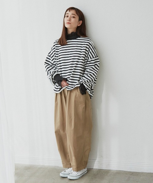 Libra Cue(リブラ キュー)の「リラックスボリュームカットソー(Tシャツ/カットソー・レディース・ホワイト/ブラック/マルチ・FREE)」の6枚目の写真