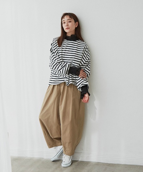 Libra Cue(リブラ キュー)の「リラックスボリュームカットソー(Tシャツ/カットソー・レディース・ホワイト/ブラック/マルチ・FREE)」の12枚目の写真