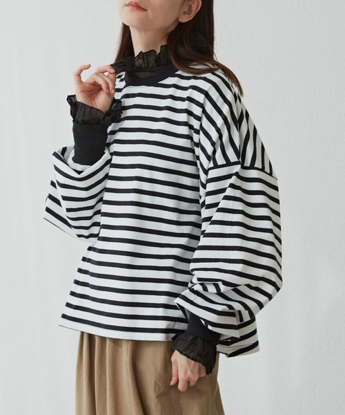 Libra Cue(リブラ キュー)の「リラックスボリュームカットソー(Tシャツ/カットソー・レディース・ホワイト/ブラック/マルチ・FREE)」の10枚目の写真