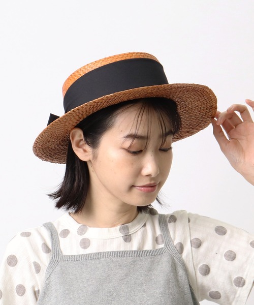 salle de bal(サルデバル)の「∴リボンカンカン帽(ハット・レディース・キャメル/ナチュラル/ブラウン/ブラック・FREE)」の4枚目の写真