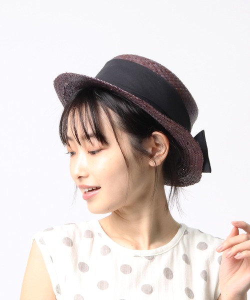 salle de bal(サルデバル)の「∴リボンカンカン帽(ハット・レディース・キャメル/ナチュラル/ブラウン/ブラック・FREE)」の2枚目の写真