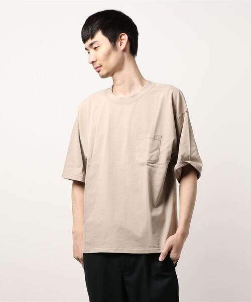 ビッグシルエット胸ポケット付きカラーTシャツ（Tシャツ