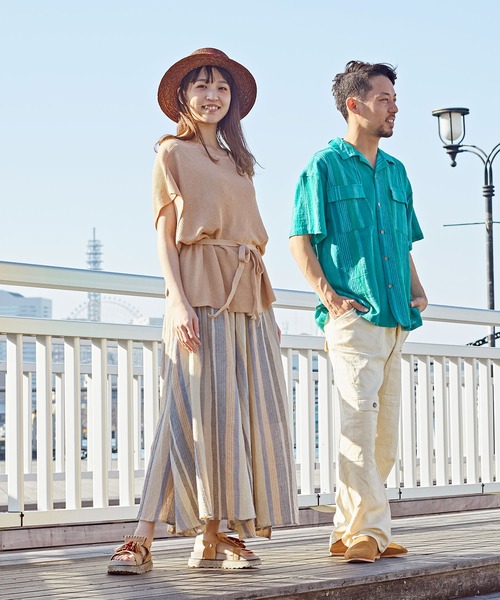 チャイハネ(チャイハネ)の「【チャイハネ】南インド織りモルジブスカート(スカート・レディース・ベージュ/ブラウン/グリーン・FREE)」の8枚目の写真