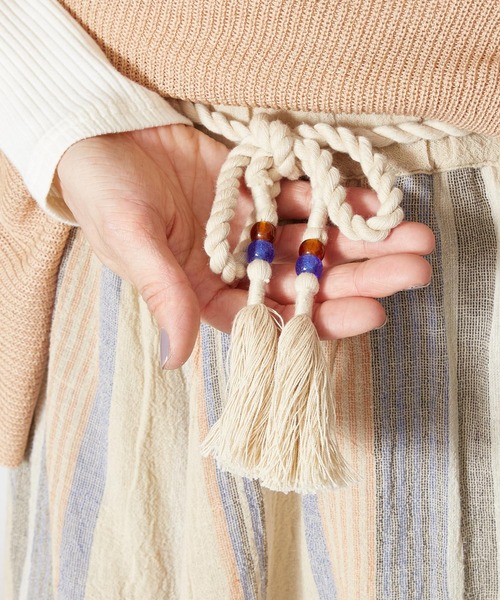 チャイハネ(チャイハネ)の「【チャイハネ】南インド織りモルジブスカート(スカート・レディース・ベージュ/ブラウン/グリーン・FREE)」の4枚目の写真