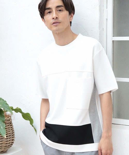 UNION STATION（ユニオンステーション）の「【ポンチ素材】レイヤードシャツ（Tシャツ/カットソー・メンズ・ベージュ/オフホワイト/ブラック・LL/S/L/M）」の2枚目の写真