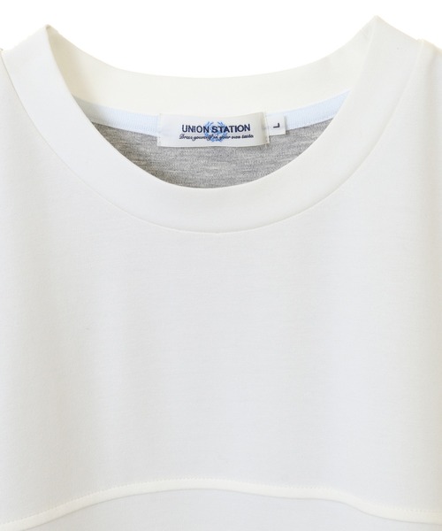 UNION STATION（ユニオンステーション）の「【ポンチ素材】レイヤードシャツ（Tシャツ/カットソー・メンズ・ベージュ/オフホワイト/ブラック・LL/S/L/M）」の5枚目の写真