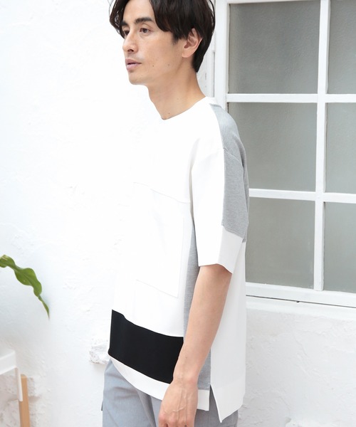 UNION STATION（ユニオンステーション）の「【ポンチ素材】レイヤードシャツ（Tシャツ/カットソー・メンズ・ベージュ/オフホワイト/ブラック・LL/S/L/M）」の12枚目の写真