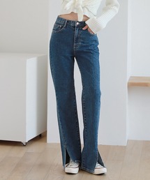 スリットロングデニム
