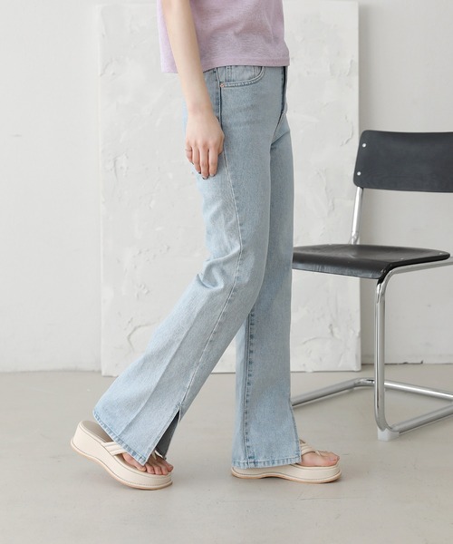 by muni:r(バイ ムニール)の「スリットロングデニム(デニムパンツ・レディース・ブルー/ライトブルー・SMALL/MEDIUM)」の22枚目の写真