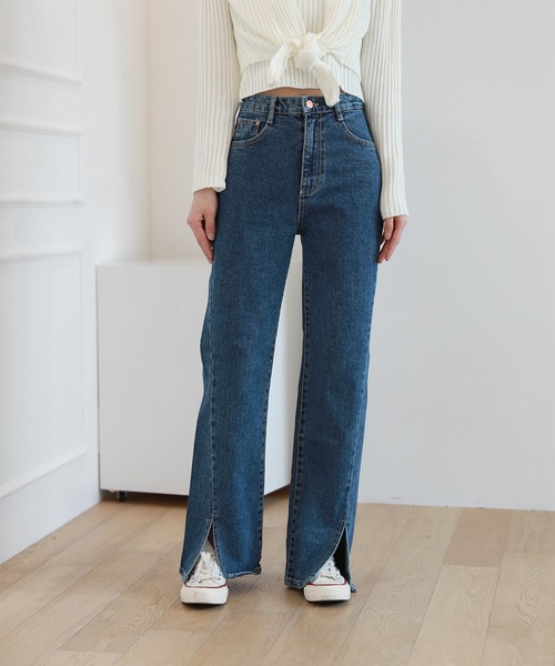 by muni:r(バイ ムニール)の「スリットロングデニム(デニムパンツ・レディース・ブルー/ライトブルー・SMALL/MEDIUM)」の19枚目の写真