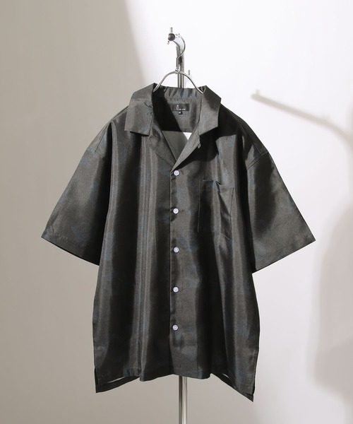 ZIP FIVE（ジップファイブ）の「【ZIP FIVE】高密度ポリトロ半端袖オープンカラーシャツ【ビッグシルエット】（シャツ/ブラウス・メンズ・パープル/カーキ/ブラック系/ブラック系3/ブラック/ブラック系1/ネイビー/ベージュ系/ベージュ/ブルー/ブラック系2/ブラウン/ベージュ系1・LARGE/MEDIUM/X-LARGE）」の3枚目の写真