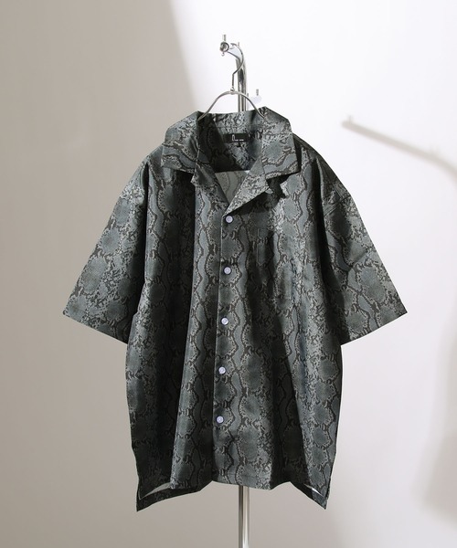 ZIP FIVE（ジップファイブ）の「【ZIP FIVE】高密度ポリトロ半端袖オープンカラーシャツ【ビッグシルエット】（シャツ/ブラウス・メンズ・パープル/カーキ/ブラック系/ブラック系3/ブラック/ブラック系1/ネイビー/ベージュ系/ベージュ/ブルー/ブラック系2/ブラウン/ベージュ系1・LARGE/MEDIUM/X-LARGE）」の4枚目の写真