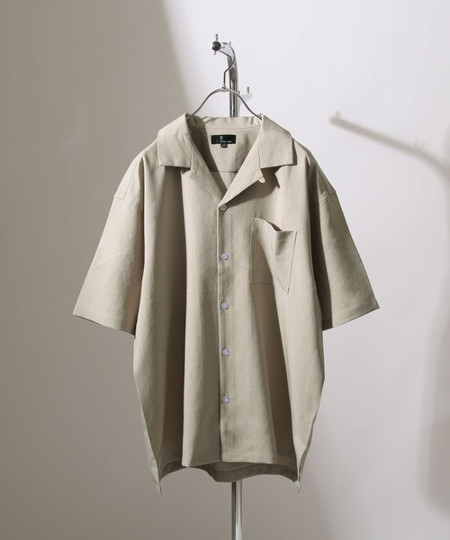 ZIP FIVE（ジップファイブ）の「【ZIP FIVE】高密度ポリトロ半端袖オープンカラーシャツ【ビッグシルエット】（シャツ/ブラウス・メンズ・パープル/カーキ/ブラック系/ブラック系3/ブラック/ブラック系1/ネイビー/ベージュ系/ベージュ/ブルー/ブラック系2/ブラウン/ベージュ系1・LARGE/MEDIUM/X-LARGE）」の8枚目の写真