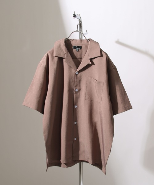 ZIP FIVE（ジップファイブ）の「【ZIP FIVE】高密度ポリトロ半端袖オープンカラーシャツ【ビッグシルエット】（シャツ/ブラウス・メンズ・パープル/カーキ/ブラック系/ブラック系3/ブラック/ブラック系1/ネイビー/ベージュ系/ベージュ/ブルー/ブラック系2/ブラウン/ベージュ系1・LARGE/MEDIUM/X-LARGE）」の13枚目の写真