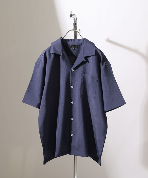 ZIP FIVE（ジップファイブ）の「【ZIP FIVE】高密度ポリトロ半端袖オープンカラーシャツ【ビッグシルエット】（シャツ/ブラウス・メンズ・パープル/カーキ/ブラック系/ブラック系3/ブラック/ブラック系1/ネイビー/ベージュ系/ベージュ/ブルー/ブラック系2/ブラウン/ベージュ系1・LARGE/MEDIUM/X-LARGE）」の11枚目の写真